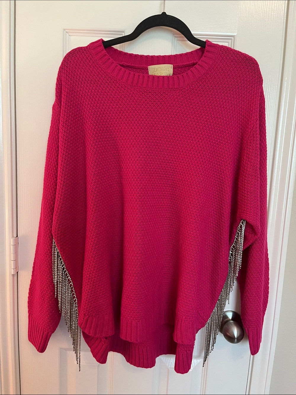Judith March Rhinestone Fringe Sweater